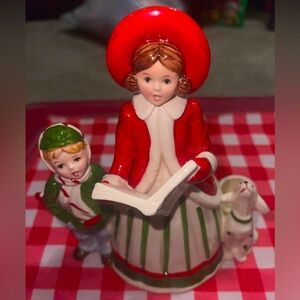 Vintage Lefton Christmas musical girl boy dog Japan Silent Night candle holder